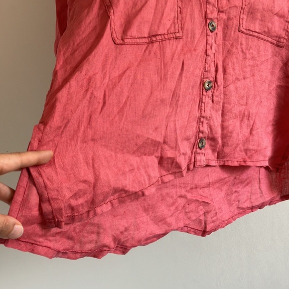 Pilcro Anthropologie linen short sleeve button down shirt size Medium - Picture 4 of 8